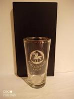 Oud geverfd bierglas Anglo - Belge Zulte met zilveren rand, Verzamelen, Biermerken, Ophalen of Verzenden, Zo goed als nieuw, Glas of Glazen