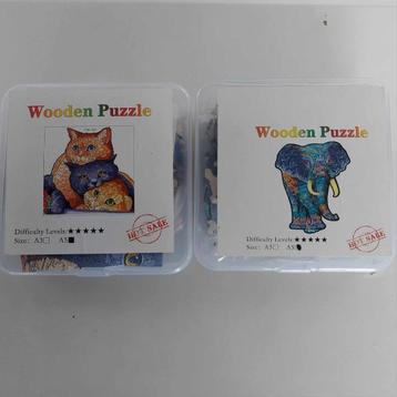 2 puzzles en bois avec des cubes en forme d'animaux. Nouveau