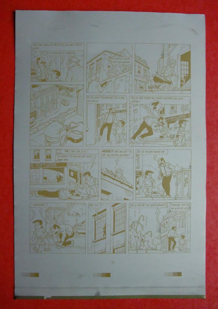 Kiekeboe / De Kiekeboes: originele drukplaat - nr 100, pg 14, Boeken, Stripverhalen, Ophalen of Verzenden