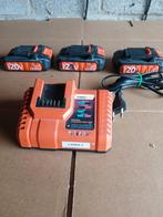 3 Batterijen powerplus + batterijlader, Doe-het-zelf en Bouw, Ophalen, Zo goed als nieuw