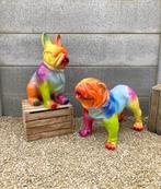 Tuinbeeld Bulldog regenboog kleuren, Nieuw, Overige materialen, Ophalen, Dierenbeeld