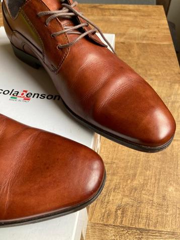 Mahonie/cognac lederen veterschoenen - 41 - Nicola Benson beschikbaar voor biedingen