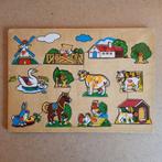Houten puzzel dieren boerderij, Gebruikt, 10 tot 50 stukjes, Ophalen of Verzenden, Van hout