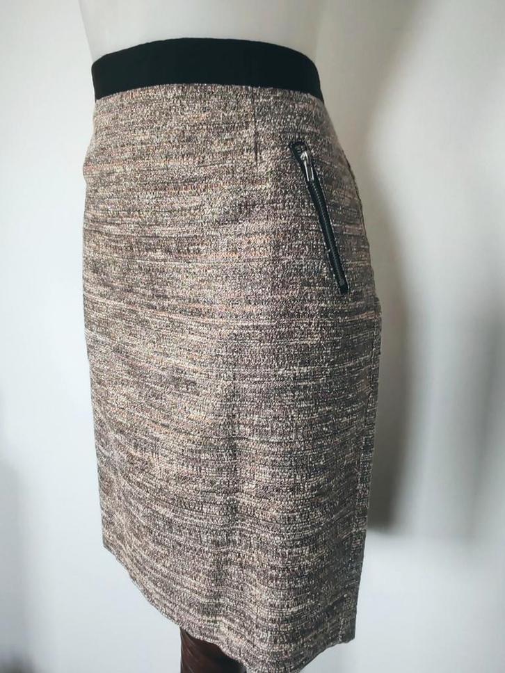 Rechte damesrok met pailletten, maat 44, getextureerde stof,, Kleding | Dames, Rokken, Zo goed als nieuw, Zwart, Ophalen of Verzenden