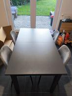 Table a rallonge+ 4 chaises gris anthracite, Maison & Meubles, Salles à manger complètes, Enlèvement, Comme neuf