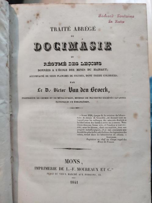1841 : traité abrégé de docimasie, Livres, Science, Envoi