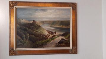 Olieverfschilderij, Rijnlandschap beschikbaar voor biedingen