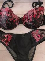 Zwarte BH met Oudroze Kant + Doorzichtige String 70B, Extreme Lingerie, Ophalen of Verzenden, Zwart, Setje