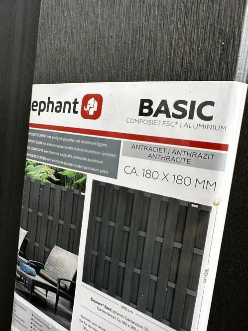 Elephant tuinscherm WPC Basic antraciet recht 180x180cm, Tuin en Terras, Tuinschermen, Nieuw, Composiet, 150 tot 200 cm, 150 tot 200 cm