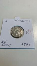 Nederland 25 cent 1918 zilver, Timbres & Monnaies, Monnaies | Pays-Bas, 25 centimes, Enlèvement ou Envoi, Argent