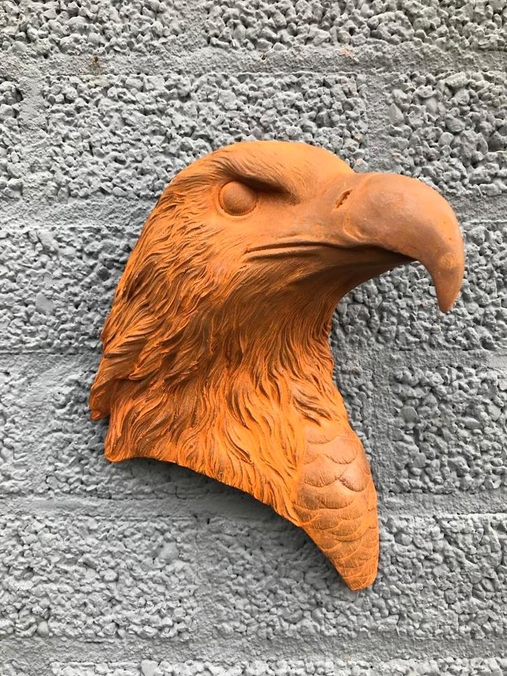 Adelaarskop, gietijzeren wandornament, Tuin en Terras, Tuinwanddecoratie, Ophalen of Verzenden