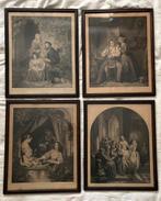Lot de 4 lithographies romantiques, Bruxelles 1845–1855, Antiek en Kunst, Kunst | Etsen en Gravures, Ophalen