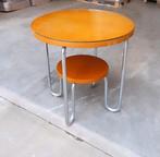 Vintage Bauhaus bijzettafel van beukenhout en chroom, Ophalen