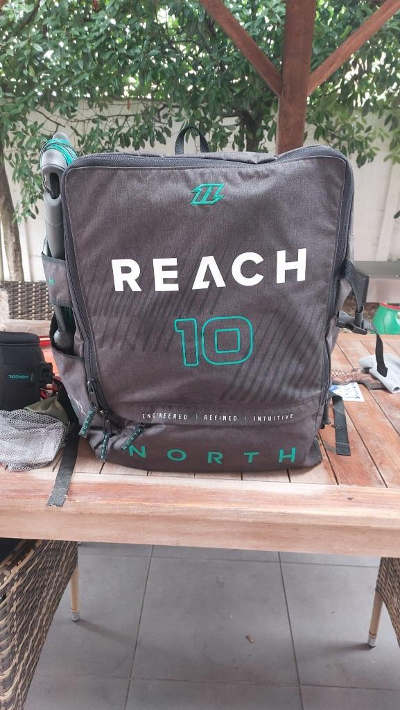 Set North reach 10m, board, harnas, bar, Watersport en Boten, Kitesurfen, Zo goed als nieuw, Kitesurf-set, 10 m², Twintip, Ophalen
