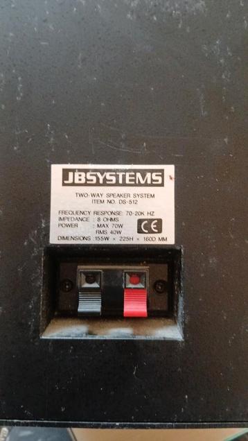 JB systems 2way speakersystem 8ohms max 70 watt rms 40 watt., Moins de 60 watts, JBL, Enlèvement, Utilisé