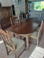 Houten eettafel met 6 stoelen, Ophalen, Zo goed als nieuw