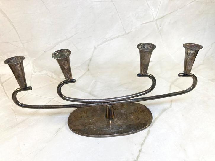 Bougeoir mural en métal argenté à trois bras, Antiquités & Art, Antiquités | Bougeoirs, Argent, Enlèvement ou Envoi