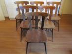 6 houten stoelen (eetkamer- keuken- bistro-), Huis en Inrichting, Ophalen, Gebruikt, Bruin, Vintage eiken eetkamer-/keukenstoel