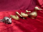 Koperen Eenden en Muis - Decoratieve Beeldjes, Antiek en Kunst, Antiek | Brons en Koper, Ophalen of Verzenden