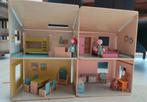 Haba poppenhuis met 2 popjes en meubeltjes, Poppenhuis, Gebruikt, Ophalen of Verzenden