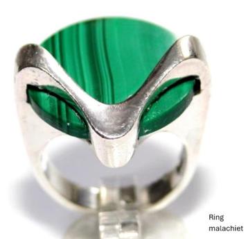 Sterling Zilveren Malachiet ring Scandinavisch Design beschikbaar voor biedingen