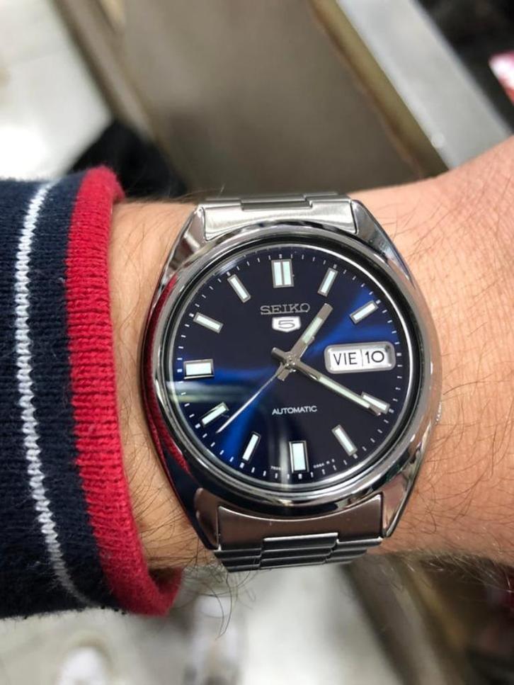 Seiko 5 snxs077 automatique cadran bleu, Handtassen en Accessoires, Horloges | Heren, Gebruikt, Polshorloge, Seiko, Staal, Ophalen of Verzenden
