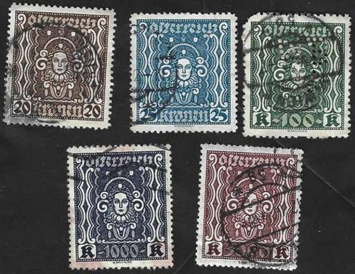 5 Postzegels Oostenrijk 1922 Vrouwenvoorstelling, Postzegels en Munten, Postzegels | Europa | Oostenrijk, Gestempeld, Ophalen of Verzenden