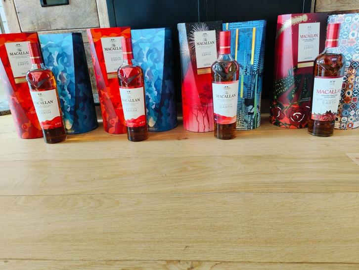 Macallan "A Night On Earth" (4 fles) 2021- 2022- 2023- 2024, Verzamelen, Wijnen, Nieuw, Overige typen, Overige gebieden, Vol, Ophalen of Verzenden