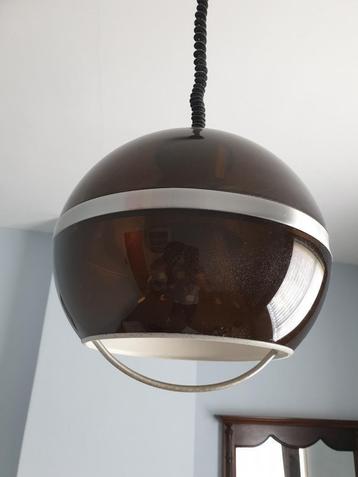 Vintage space age Mid-Century Dijkstra Hanglamp bruin beschikbaar voor biedingen