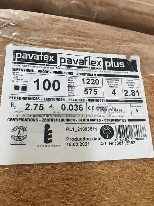 Pavaflex Plus houtvezel isolatie 10cm, Doe-het-zelf en Bouw, Isolatie en Afdichting, Nieuw, Overige materialen, 8 tot 12 cm, 15 m² of meer