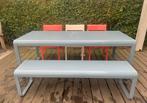 Fermob tuintafel met tuinbank en 3 tuinstoelen, Ophalen, Zo goed als nieuw