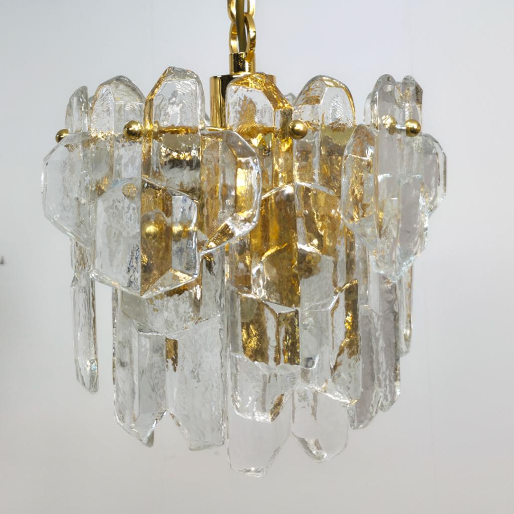 Kalmar Franken Palazzo Kroonluchter mid century 70s ijsglas, Huis en Inrichting, Lampen | Plafondlampen, Gebruikt, Glas, Metaal
