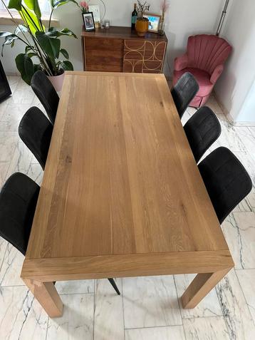 Tafel + stoelen, Comme neuf, 100 à 150 cm, Enlèvement, Chêne