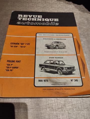 RTA Polski fiat 125 / Citroen gs, Autos : Divers, Modes d'emploi & Notices d'utilisation, Enlèvement ou Envoi