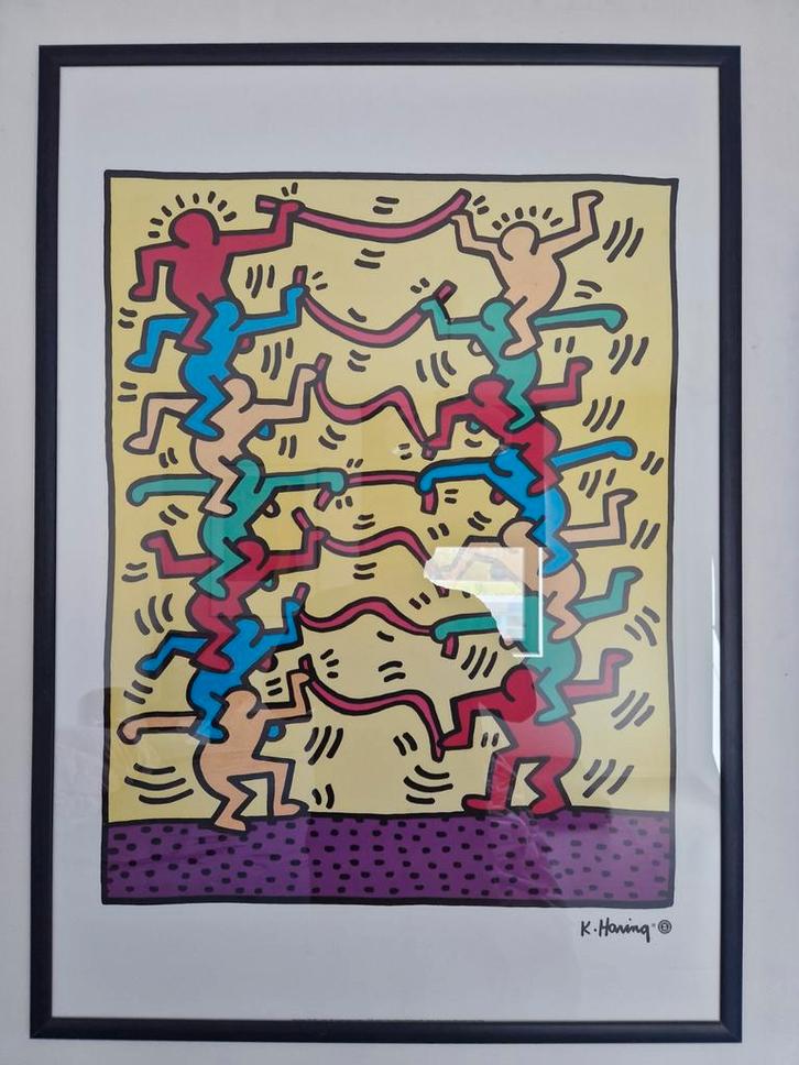 Keith Haring offset met authorized stempel foundation 104 x, Antiek en Kunst, Kunst | Litho's en Zeefdrukken, Ophalen