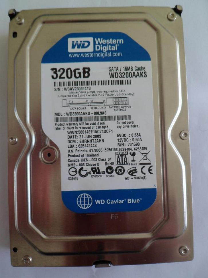 Disque dur Western Digital (WD) 320 Go, 16 Mo de cache, 3,5, Informatique & Logiciels, Disques durs, Utilisé, Interne, SATA, Enlèvement ou Envoi