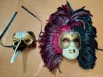 2 Masques vénitiens décoratifs (bel artisanat), Comme neuf, Enlèvement