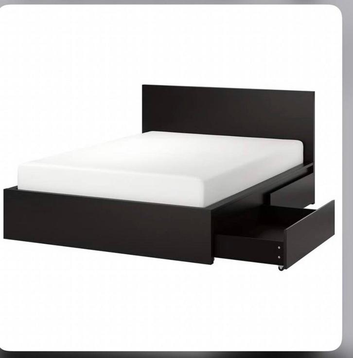 Bed brimnes, Maison & Meubles, Chambre à coucher | Lits, Comme neuf, Queen size, 140 cm, 200 cm, Bois, Noir, Enlèvement