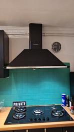 zwarte dampkap Smeg 90cm, Ophalen, Gebruikt, 800 m³ per uur of meer, Eilandschouwkap
