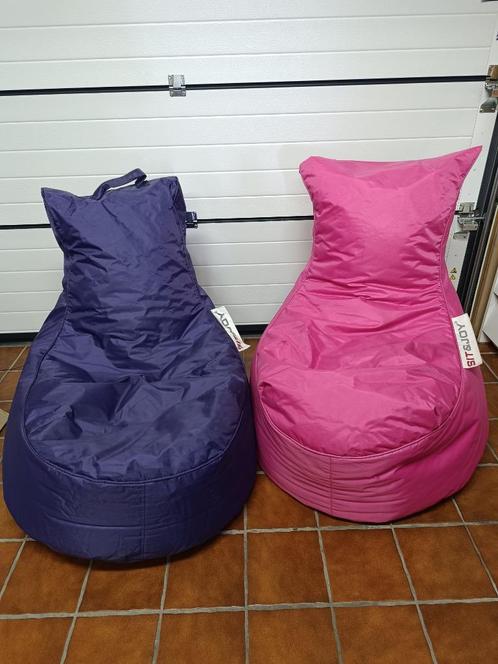 2x zitzak, sit & joy, roze + paars, gratis xtr vulling erbij, Huis en Inrichting, Zitzakken, Zo goed als nieuw, Zitzak, Overige kleuren