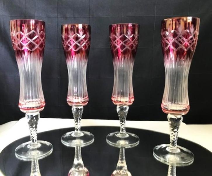 Kristal V.S.L Glazen Champagne Gekleurd Antiek✨😍💑👌, Antiek en Kunst, Antiek | Glaswerk en Kristal, Ophalen of Verzenden