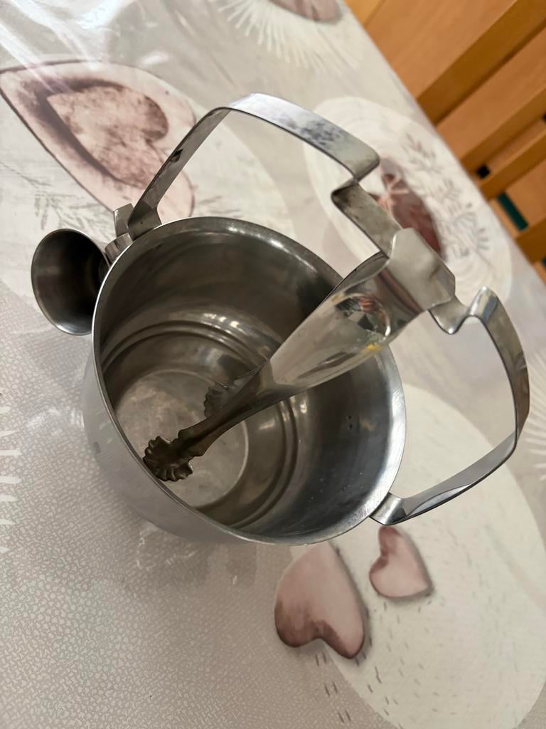 Kleine vintage set van roestvrij staal, Antiek en Kunst, Antiek | Servies compleet, Ophalen of Verzenden