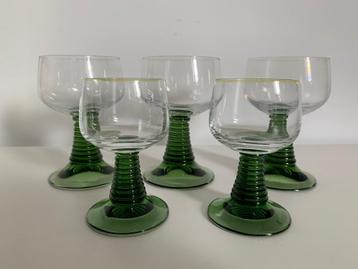 Luminarc france 5 moezel wijn en aperitief glazen groen voet beschikbaar voor biedingen