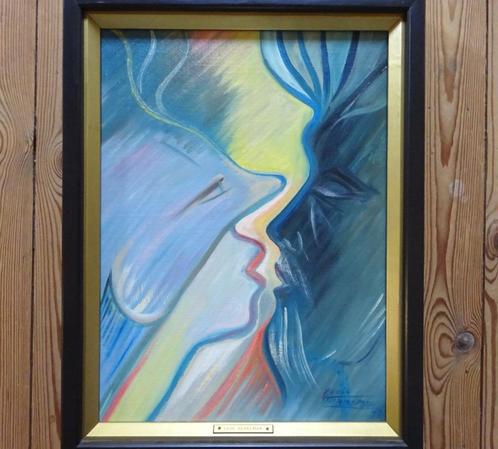 Lode Herreman, paneel, 50 x 37 cm, Lieve onbekende 1987, Antiek en Kunst, Kunst | Schilderijen | Abstract, Ophalen