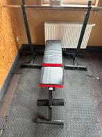 Fitness materiaal - benchpress/squadrek, 2x halters, Sport en Fitness, Ophalen, Zo goed als nieuw