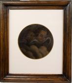 Antiek schilderij op doek –17e eeuw–Ingelijst en achter glas, Antiek en Kunst, Ophalen of Verzenden