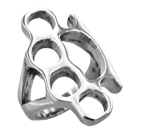 Stalen ring in de vorm van een boksijzer, Handtassen en Accessoires, Ringen, Nieuw, Heer, Zilver, IJzer of Staal, Ophalen of Verzenden