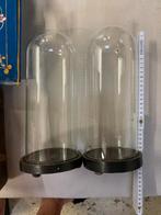 Glazen stolpen op houten sokkel, 2 stuks, antiek, Antiek en Kunst, Ophalen
