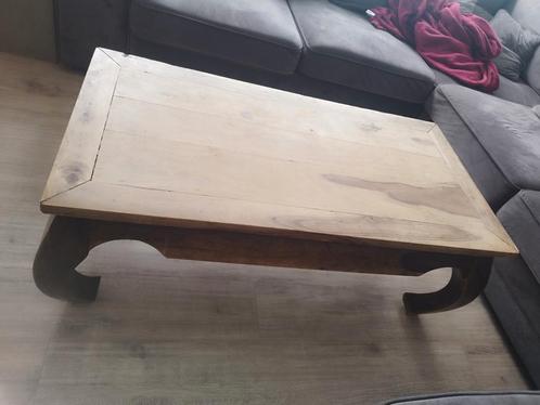 Table basse en teck massif indonésien pièce unique, Huis en Inrichting, Tafels | Salontafels, Zo goed als nieuw, Teakhout, Ophalen