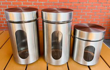 3 bocaux de conservation en verre avec couvercle, Enlèvement ou Envoi, Inox